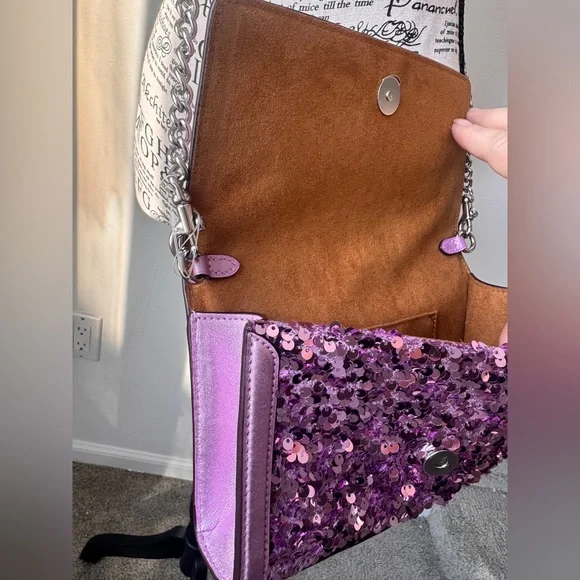 Coach leather purple sequin handbag - Picture 15 of 16